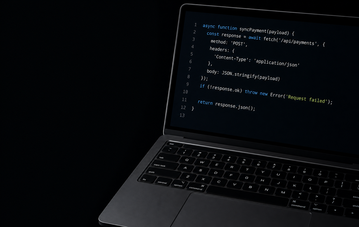 A dark developer workspace displaying application code